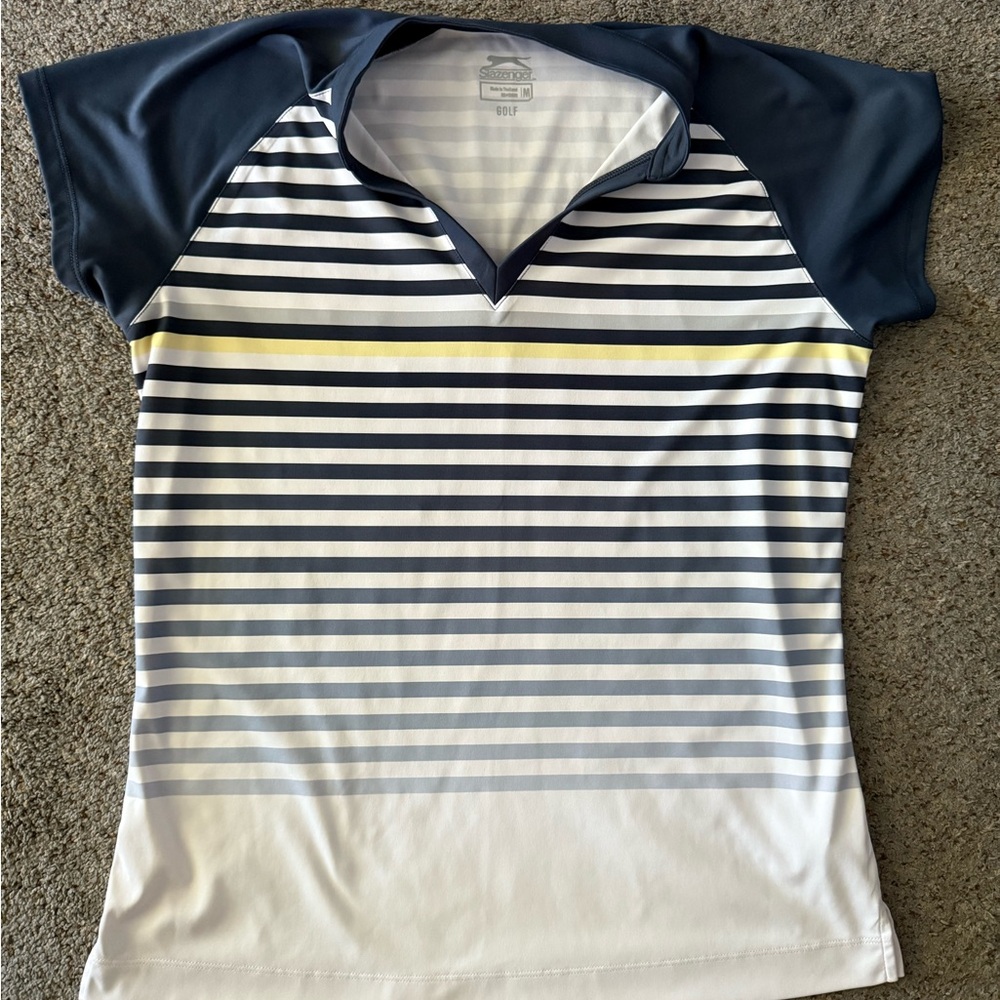 Slazenger Gray and White Striped Golf Shirt